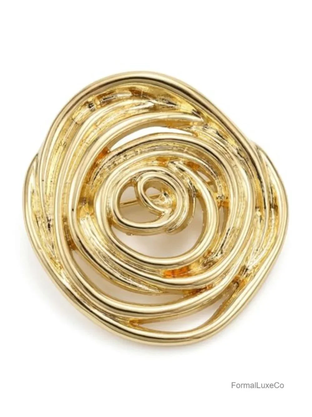 Minimalist Gold Spiral Brooch Pin for Women, Durable Alloy Lapel Pin